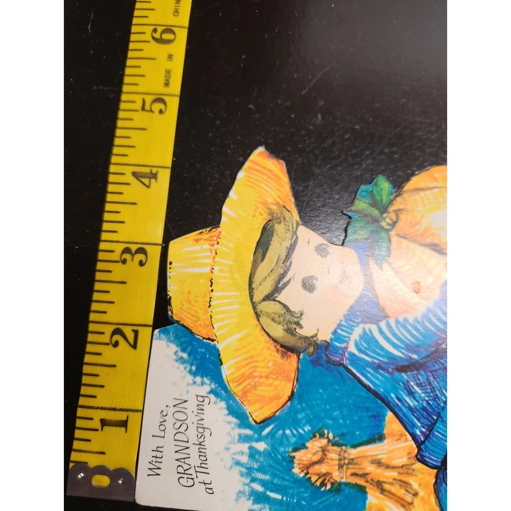 Vintage Rust‎ Craft Thanksgiving Card Grandson Pumpkin Boy Straw Hat 15T706-6